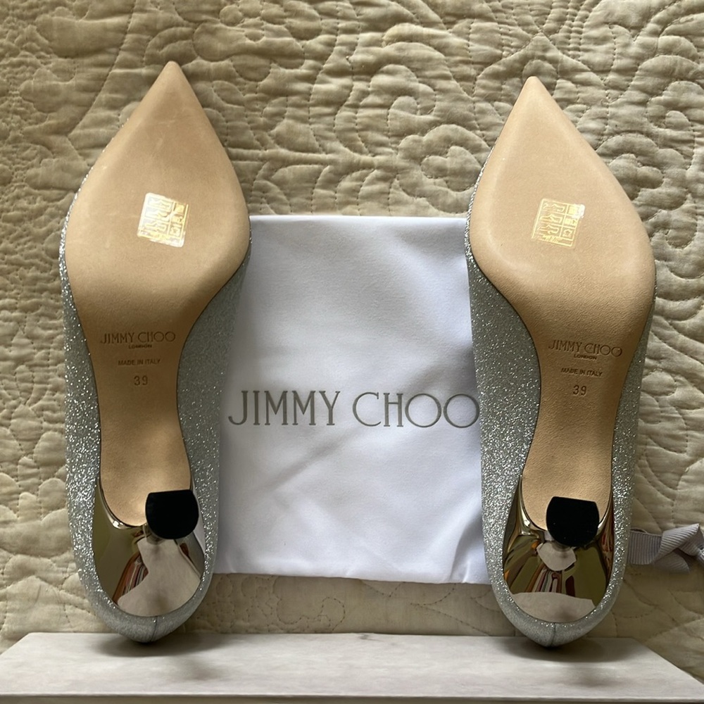 NWT Jimmy Choo Rene 65 - Silver Glitter/Metallic, size 39 - Picture 6 of 8